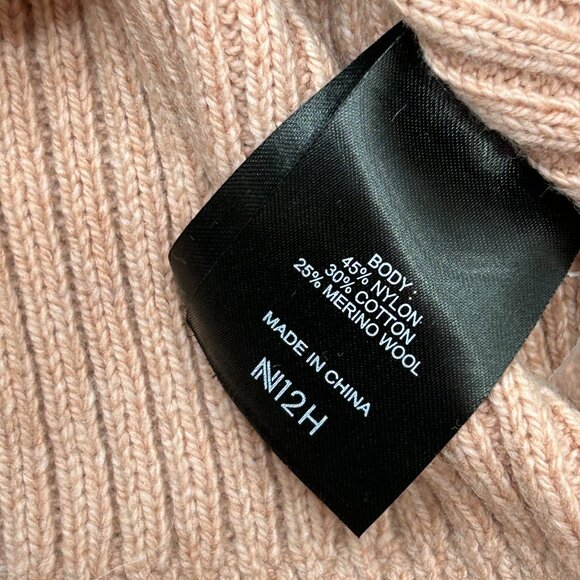 NWT N12H Rose Pink Gigi Ribbed Knit Wool Blend Button Sleeve Cut Out Sweater XS - Picture 9 of 12